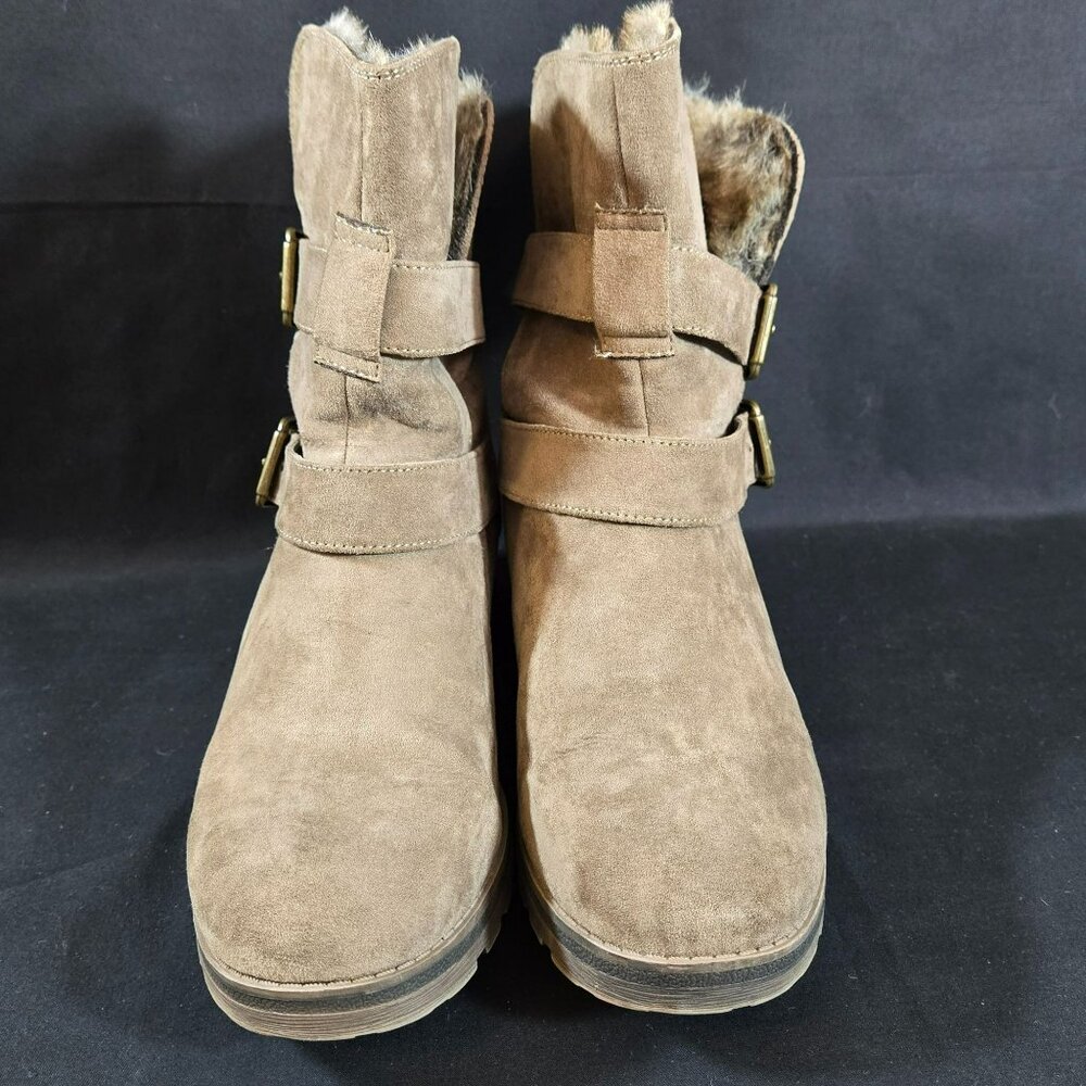 White Mountain Chastity Taupe Faux Suede Fur Lined Ankle Boots Women’s 8.5M - Picture 2 of 12